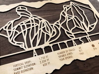 Attitash Ski Decor Trail Map Art - MountainCut