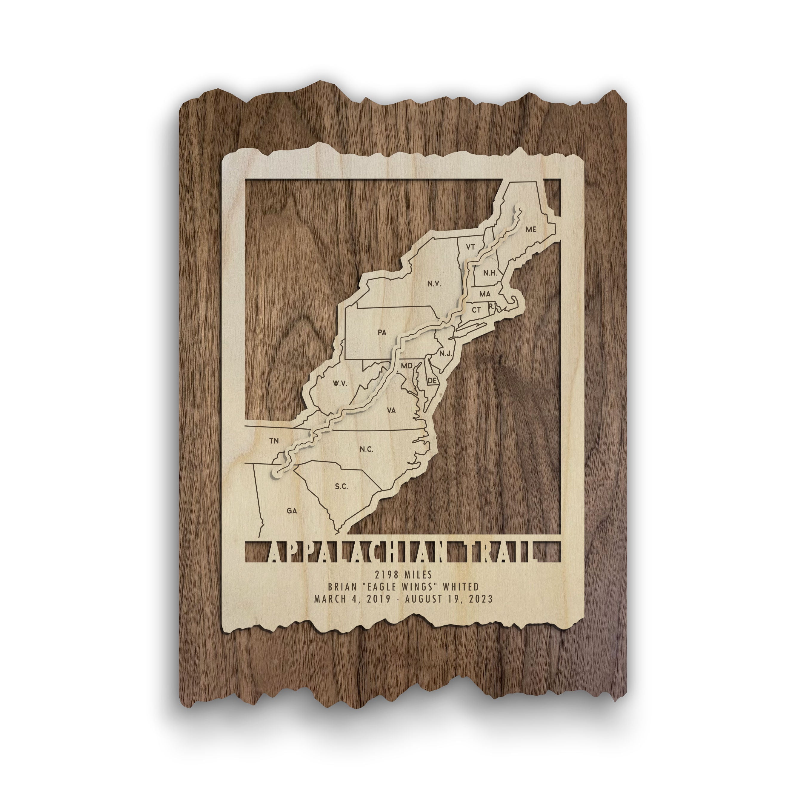 Appalachian Trail Map - Wood Wall Map Gift for AT Hikers