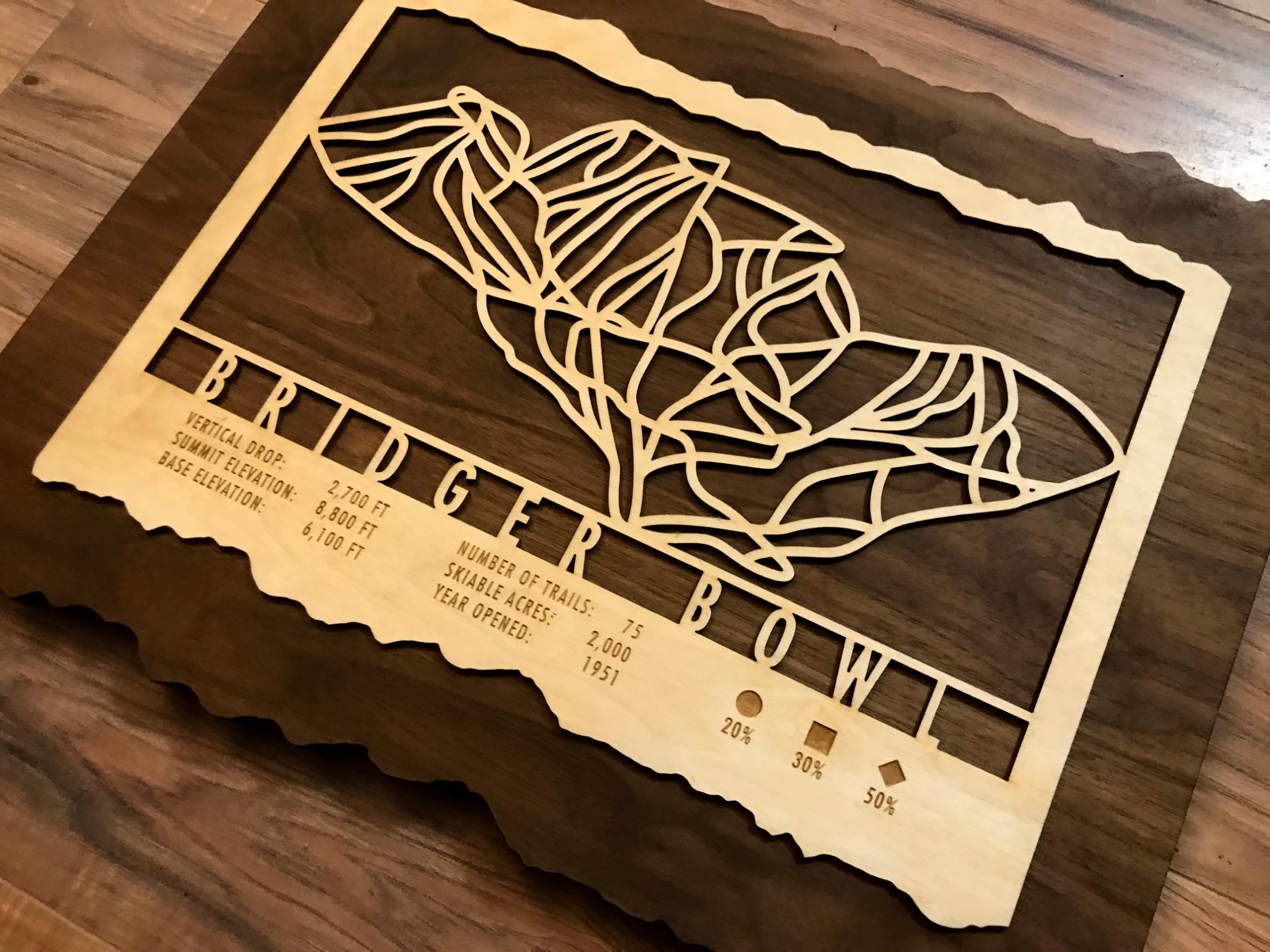 Bridger Bowl Trail Map - Gift for skiers