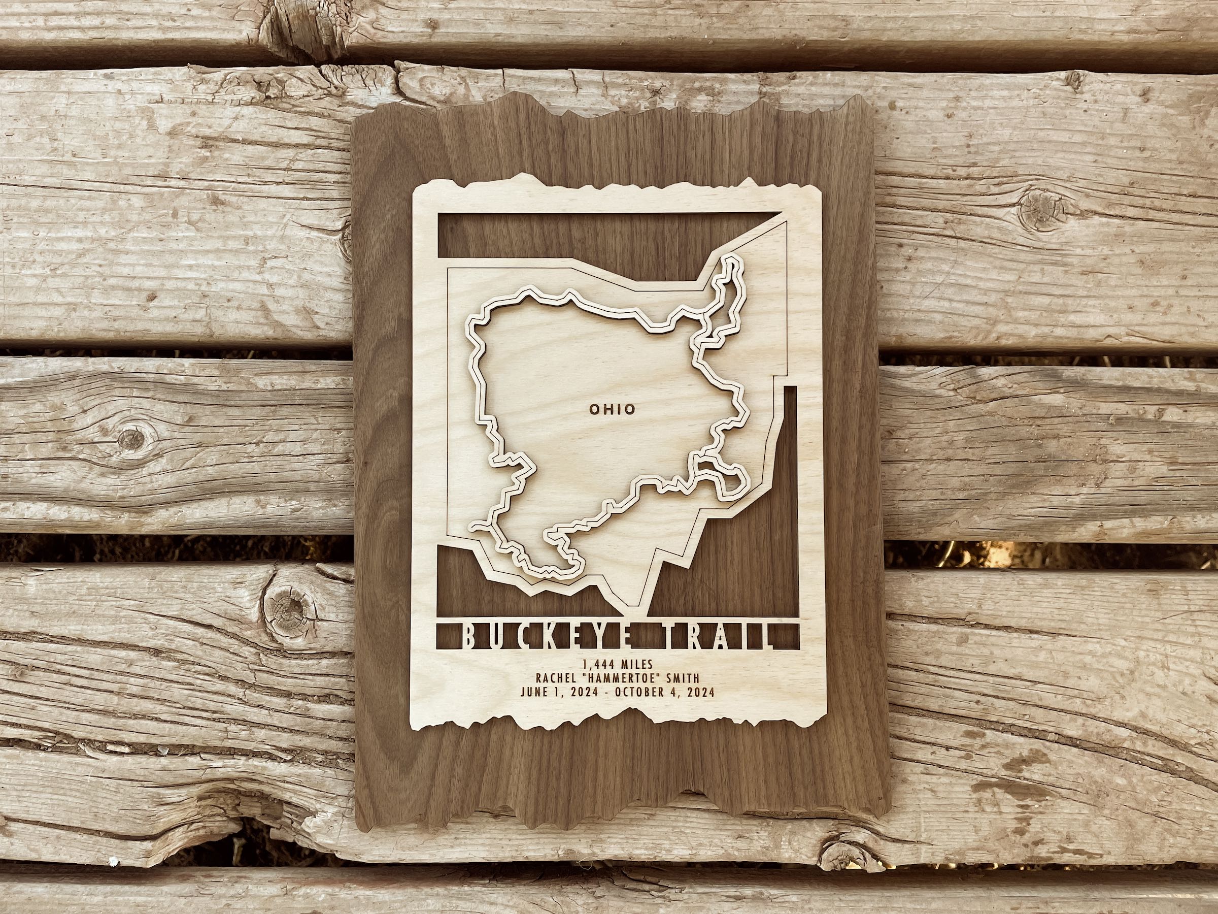 Buckeye Trail Map - Wood Wall Map Gift for Ohio Hikers