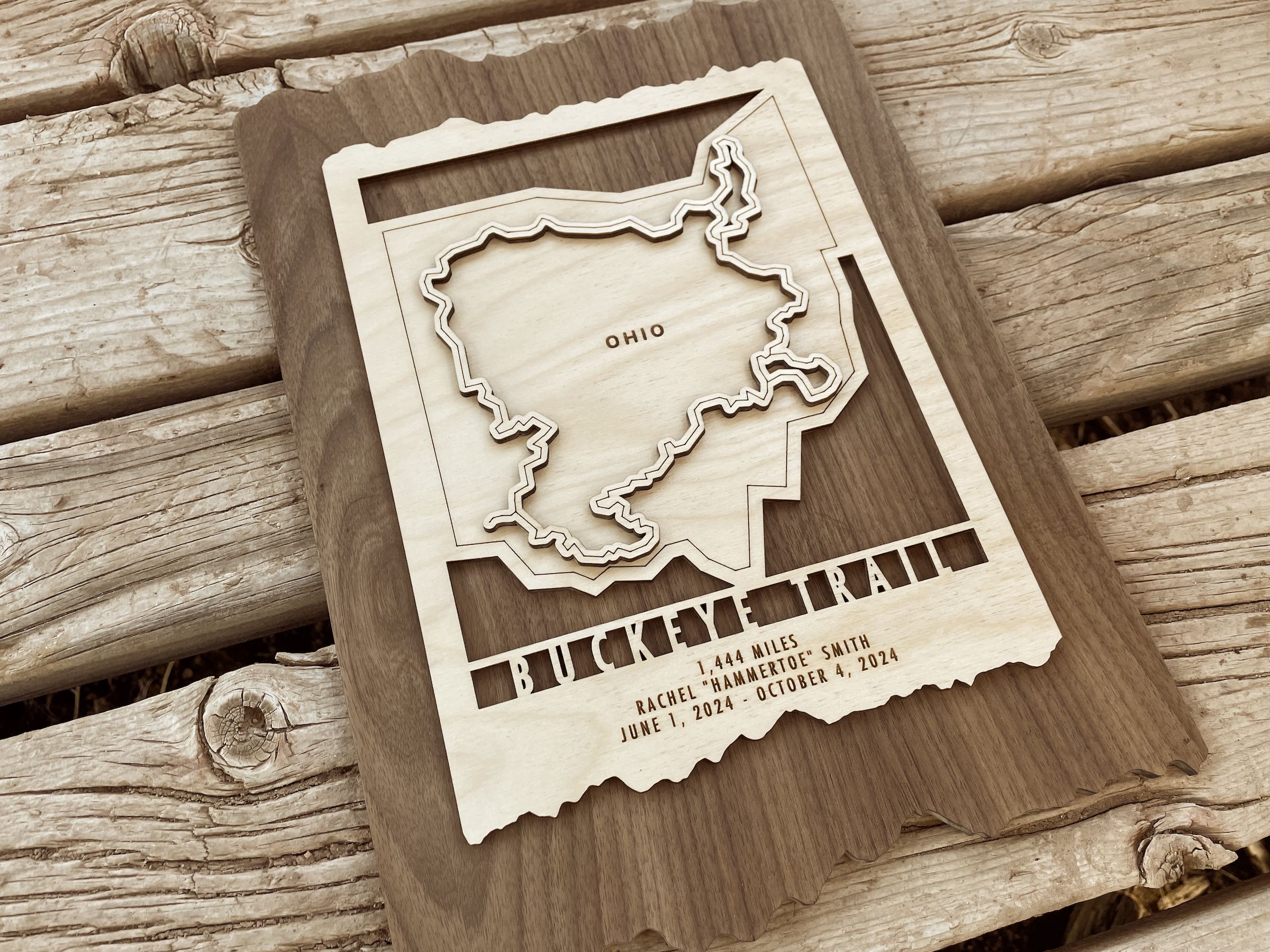 Buckeye Trail Map - Wood Wall Map Gift for Ohio Hikers