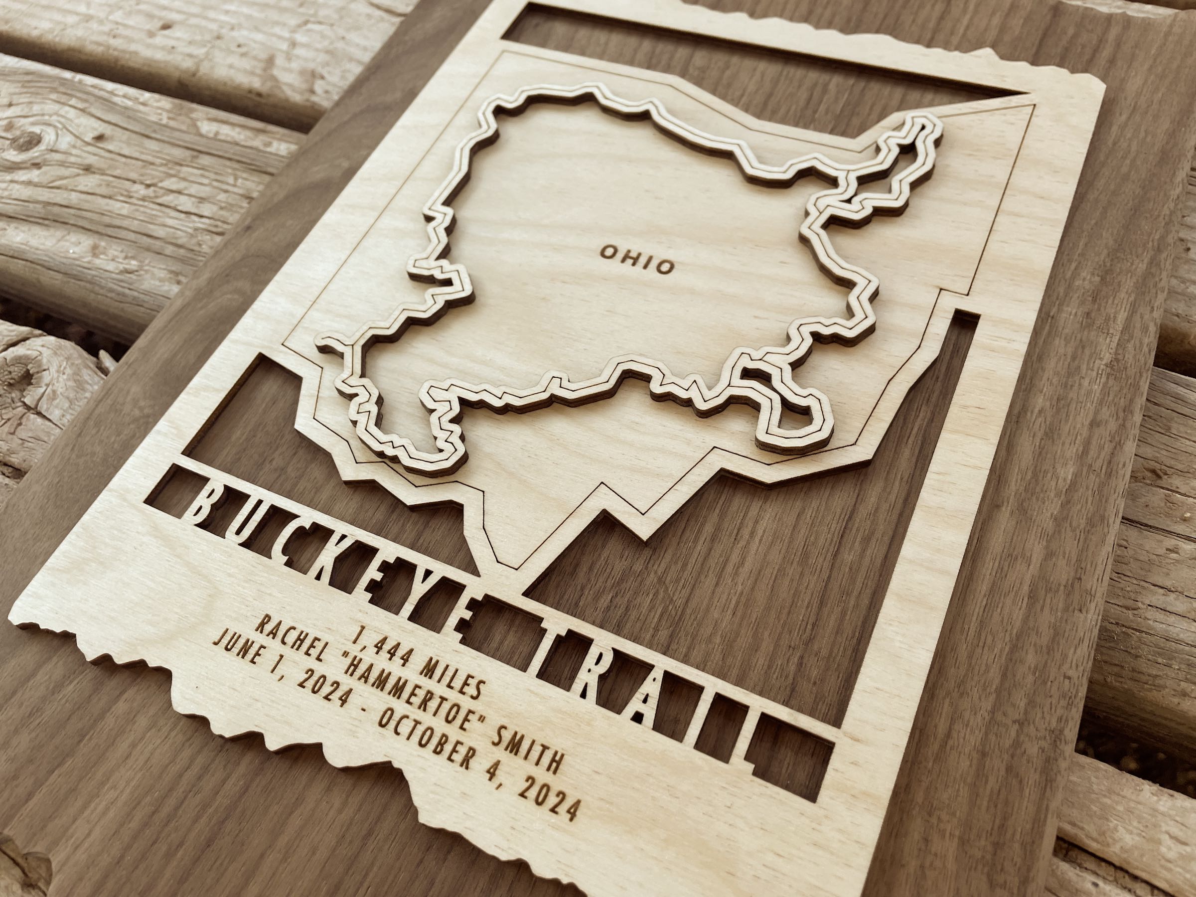 Buckeye Trail Map - Wood Wall Map Gift for Ohio Hikers