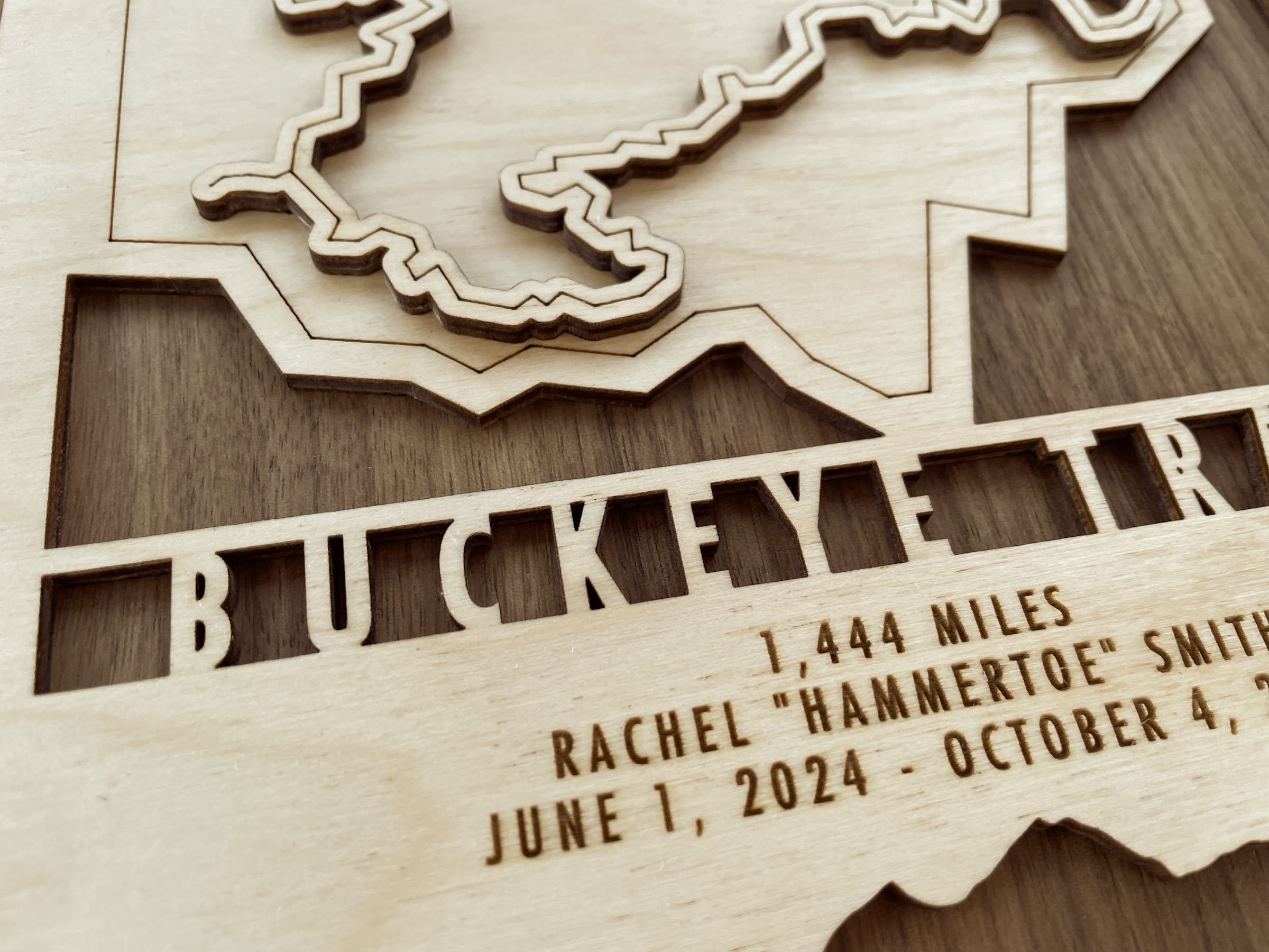 Buckeye Trail Map - Wood Wall Map Gift for Ohio Hikers