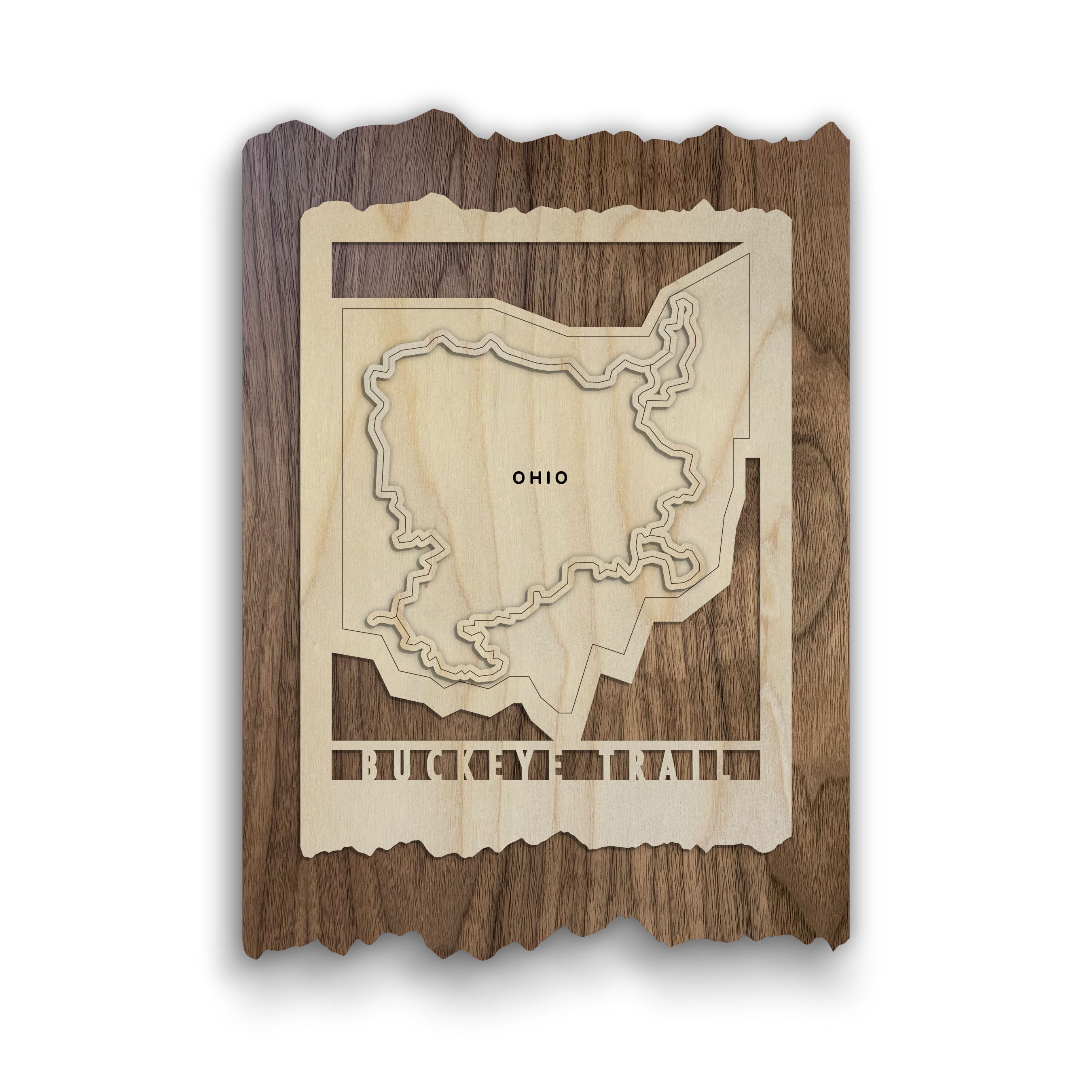 Buckeye Trail Map - Wood Wall Map Gift for Ohio Hikers