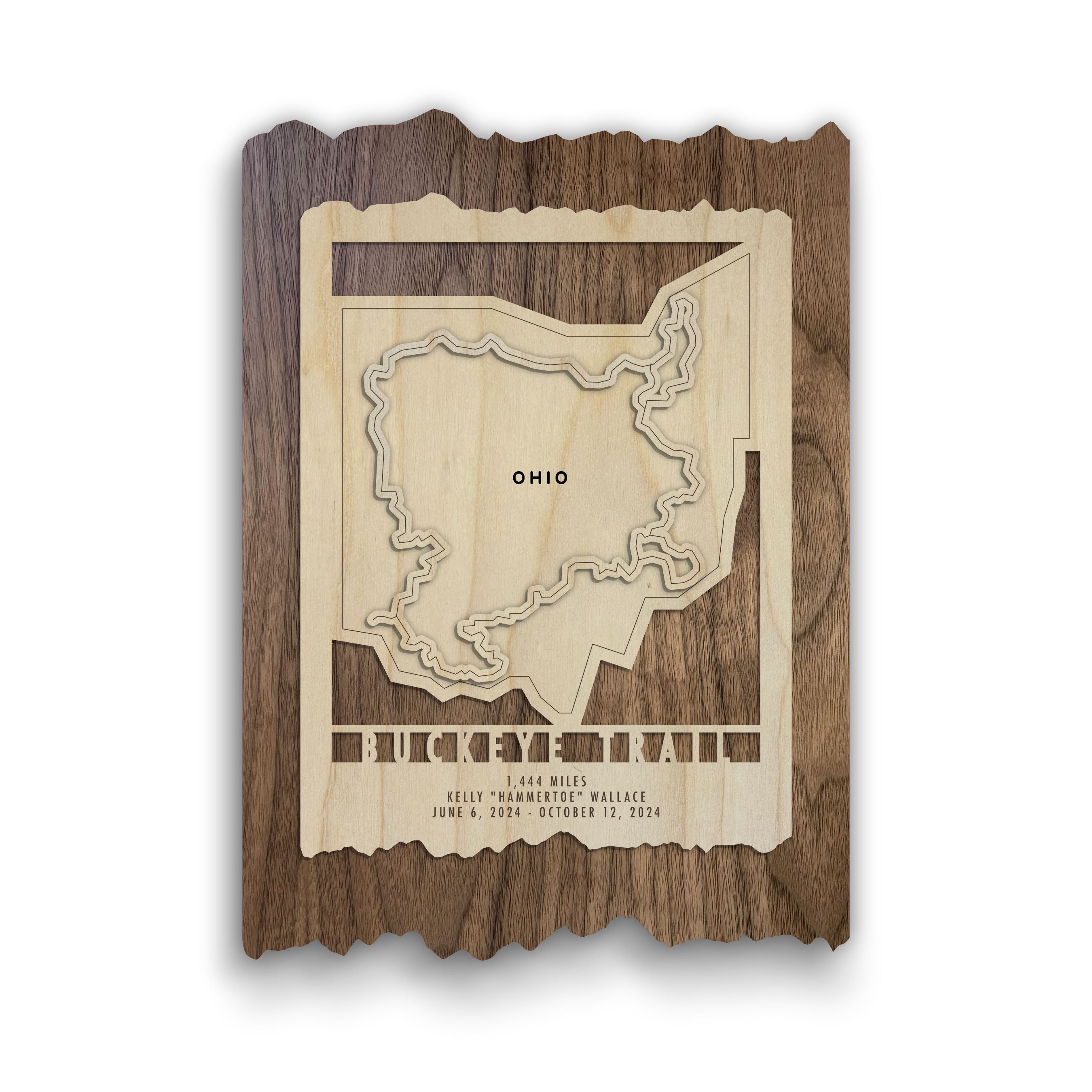 Buckeye Trail Map - Wood Wall Map Gift for Ohio Hikers