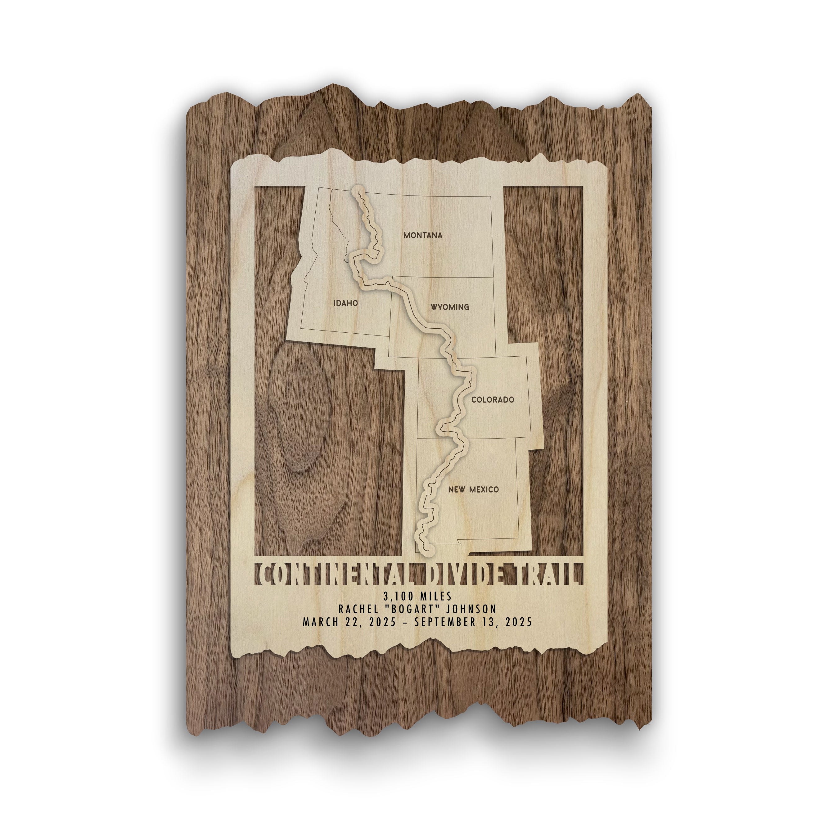 Continental Divide Trail Map - Wood Wall Map Gift for CDT Hikers
