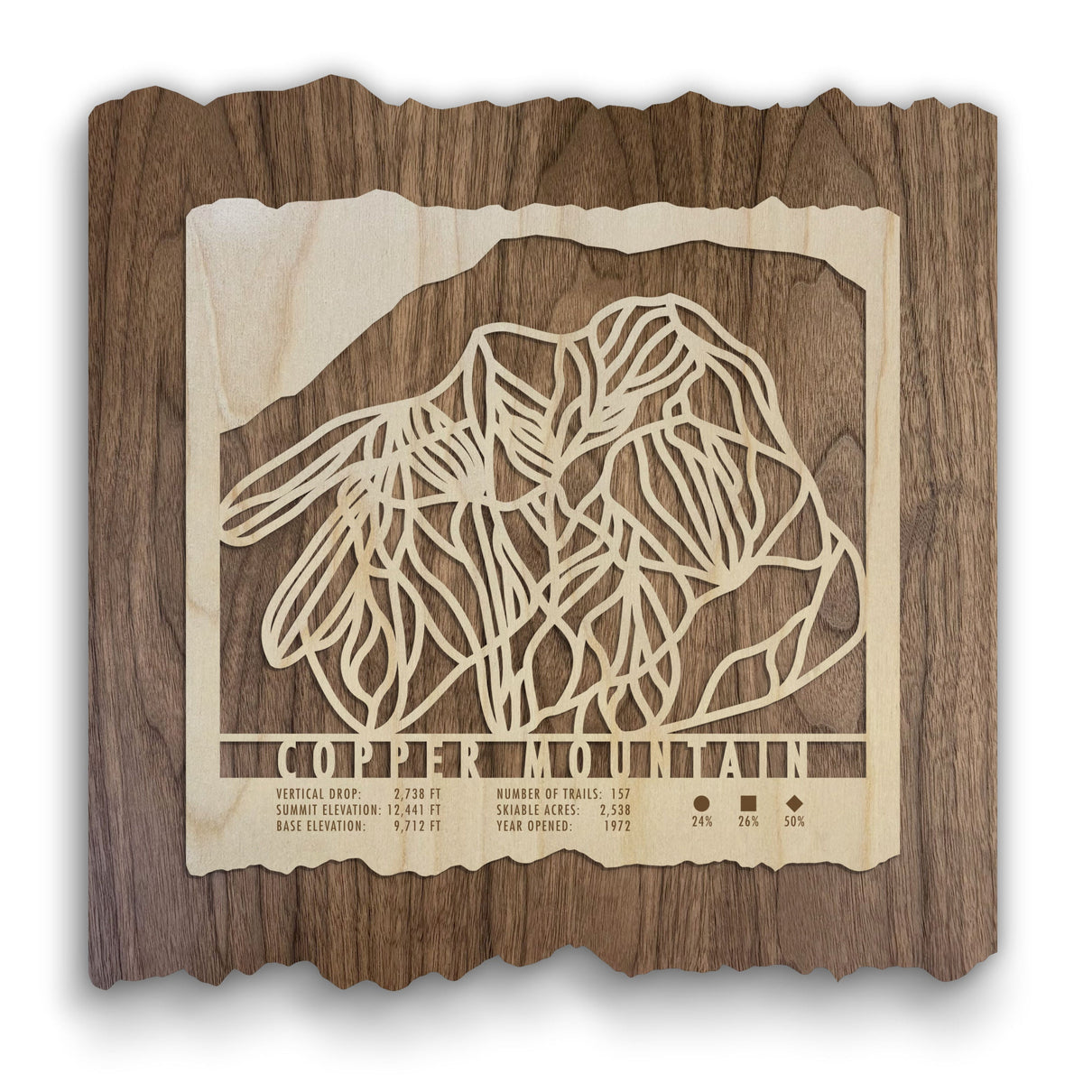 Copper Mountain ski trail map wood wall decor