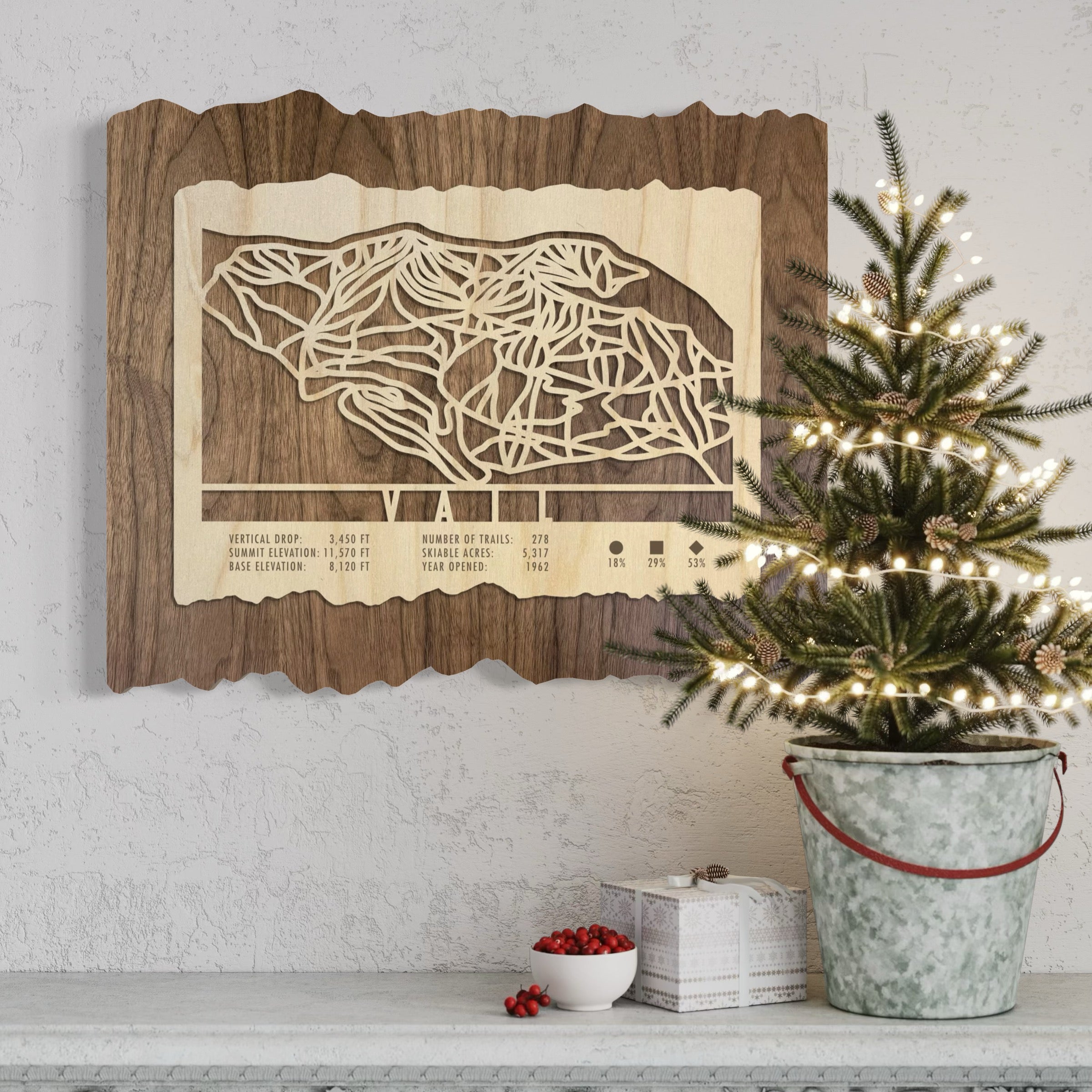 A Mountaincut Vail ski trail map Christmas gift for skiers