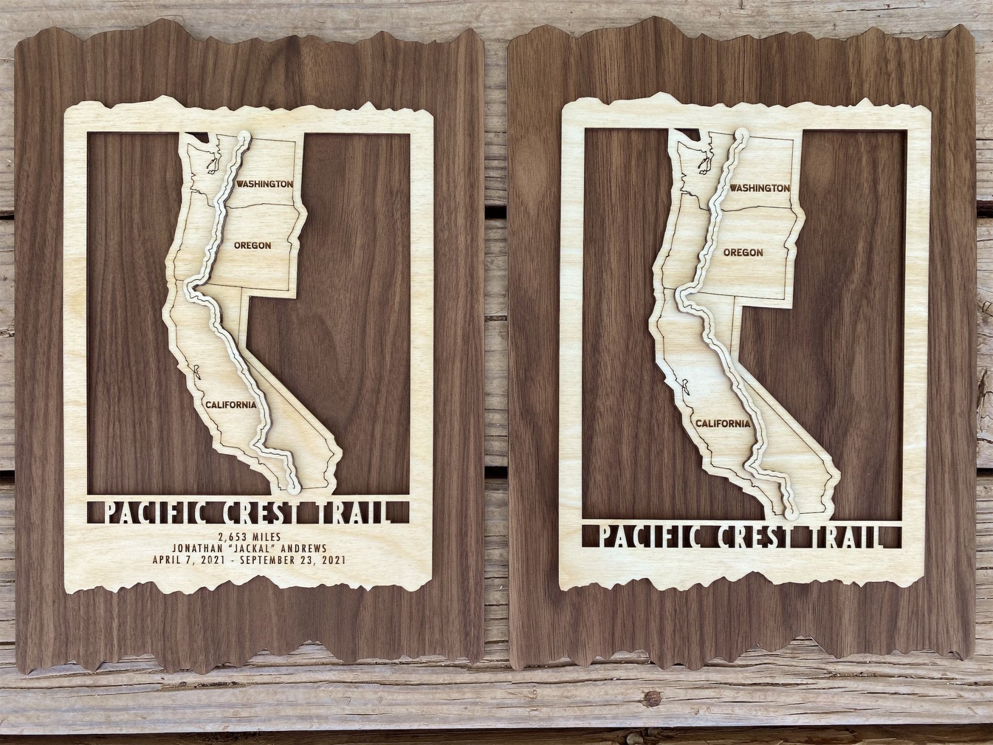 Pacific Crest Trail Map - Wood cut map of PCT Gift for Hikers - Mountaincut