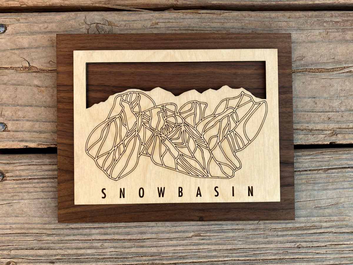 Snowbasin Small Ski Decor Trail Map Art - Utah - Mountaincut