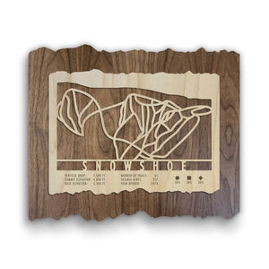 Snowshoe ski trail map wood wall decor