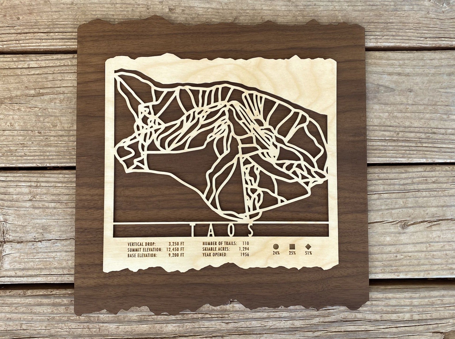 Taos Ski Map - New Mexico - Mountaincut