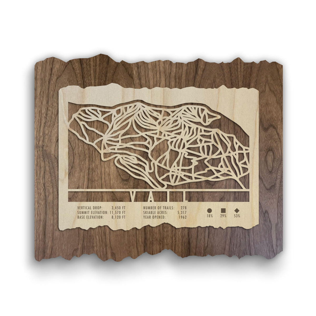 Vail ski trail map wood wall decor