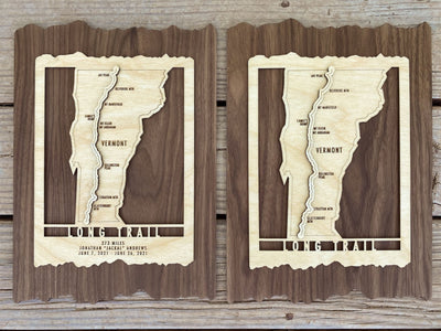 Vermont Long Trail Map - Wood cut map of Long Trail Gift for Hikers - Mountaincut