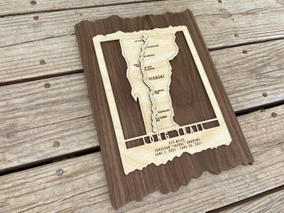 Vermont Long Trail Map - Wood cut map of Long Trail Gift for Hikers - Mountaincut