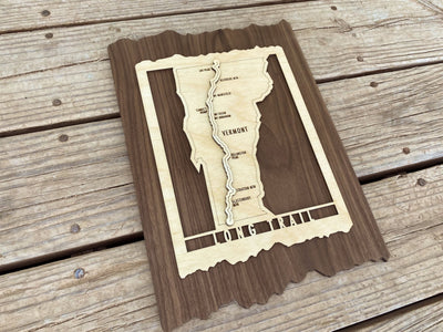 Vermont Long Trail Map - Wood cut map of Long Trail Gift for Hikers - Mountaincut