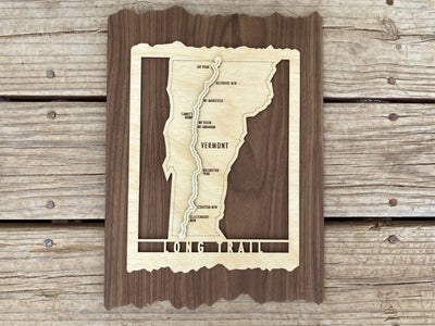 Vermont Long Trail Map - Wood cut map of Long Trail Gift for Hikers - Mountaincut