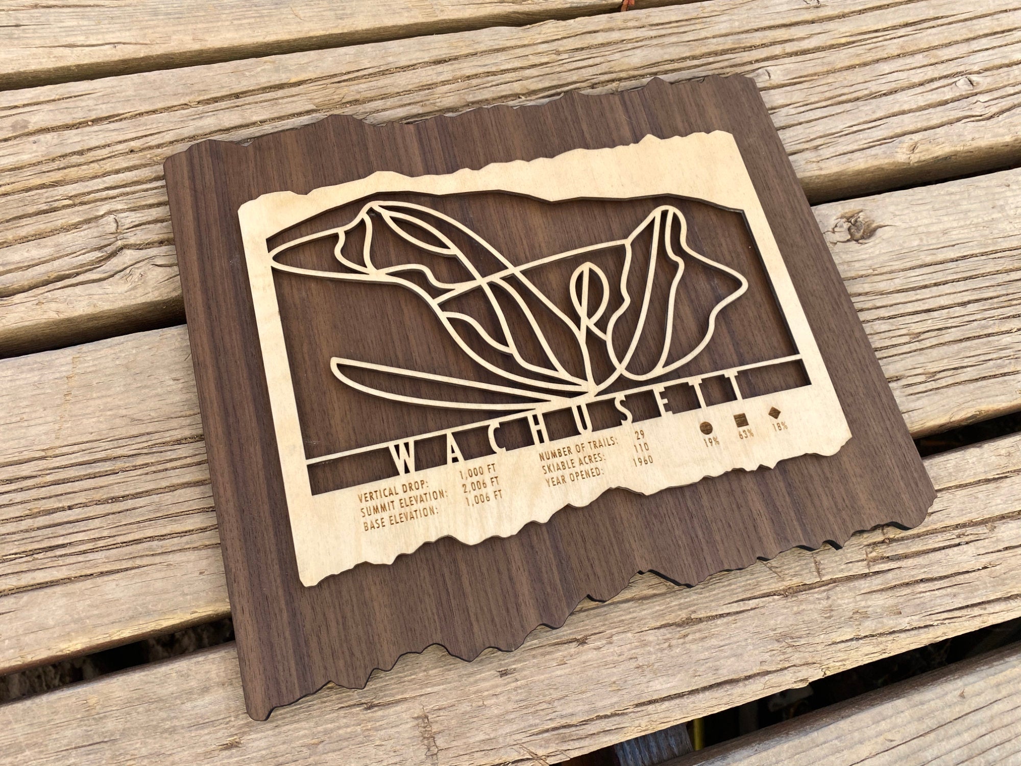 Wachusett Trail Map ski decor - Mountaincut