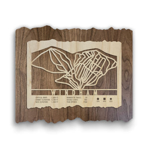 Windham ski trail map wood wall decor