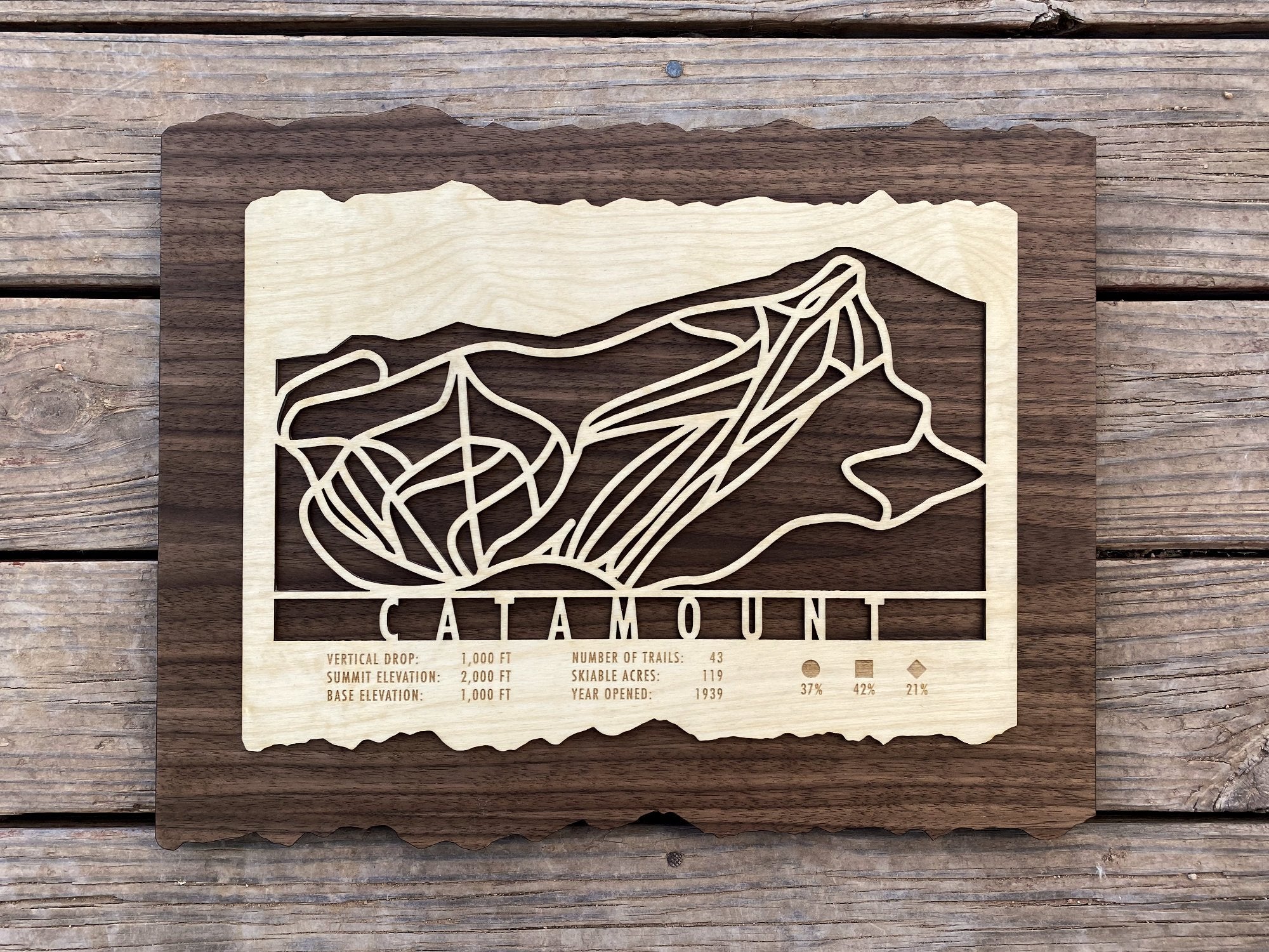Catamount Ski Decor Trail Map Art - MountainCut