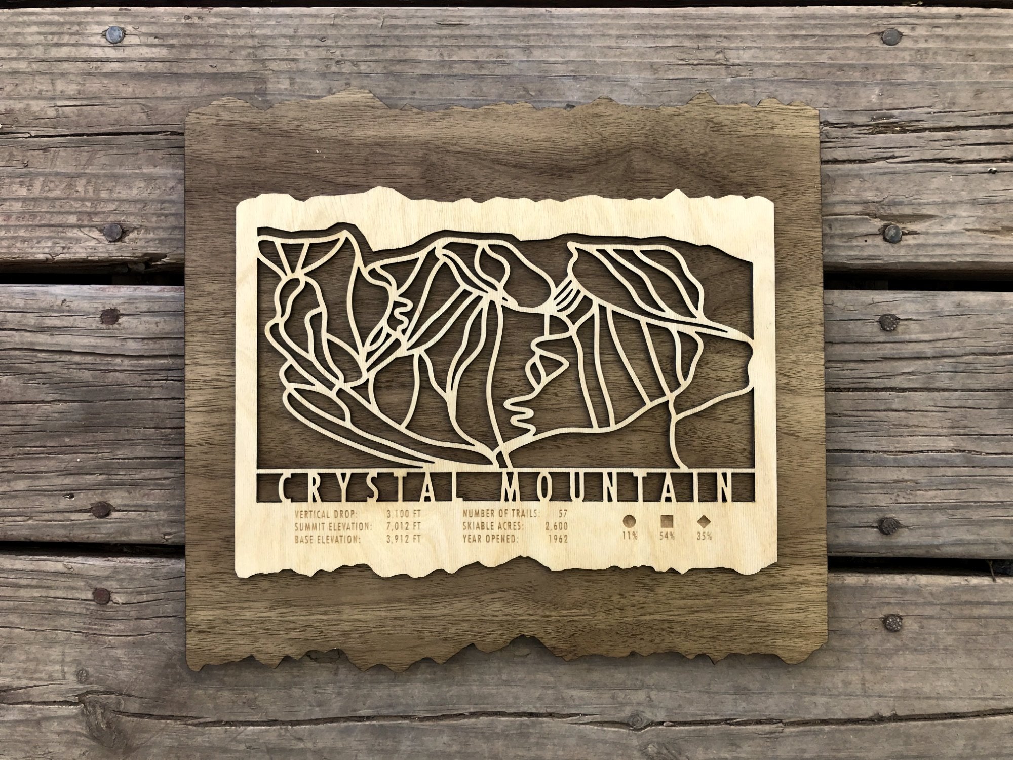 Crystal Mountain Ski Decor Trail Map Art - MountainCut