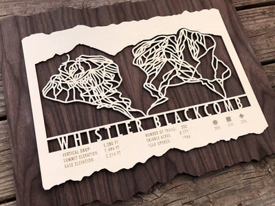 Whistler Blackcomb Ski Decor Trail Map Art - MountainCut