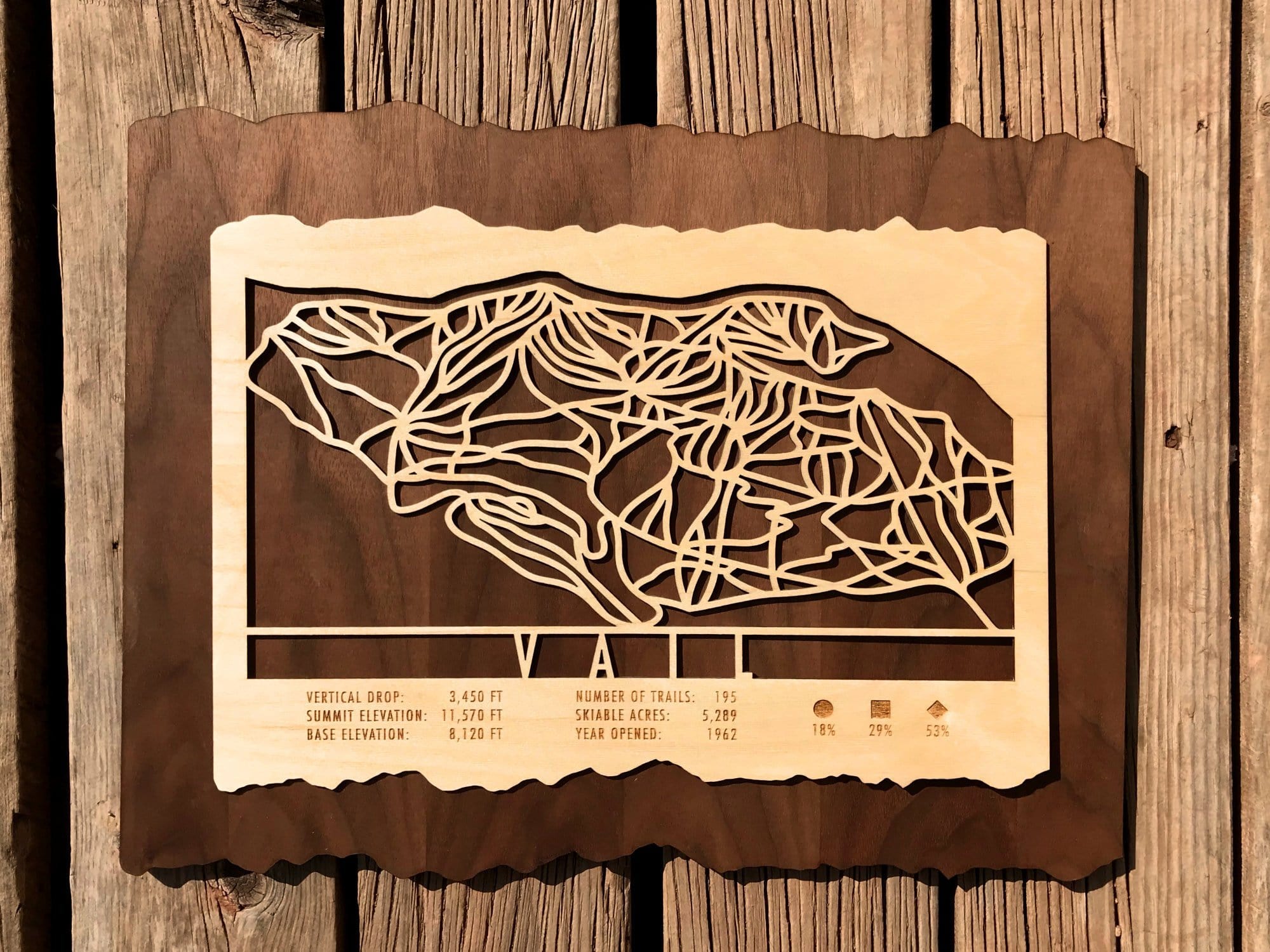 Vail Ski Decor Trail Map Art - MountainCut