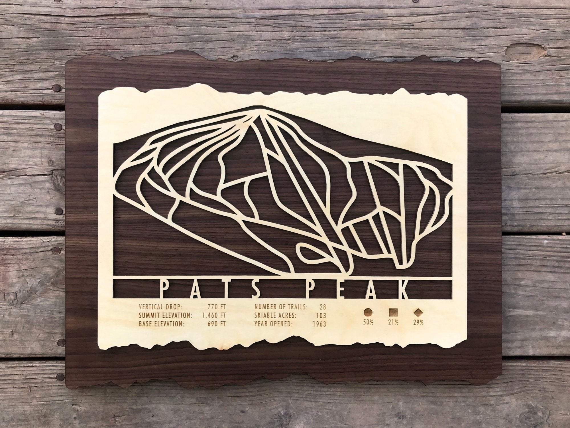 Pats Peak Ski Decor Trail Map Art - MountainCut
