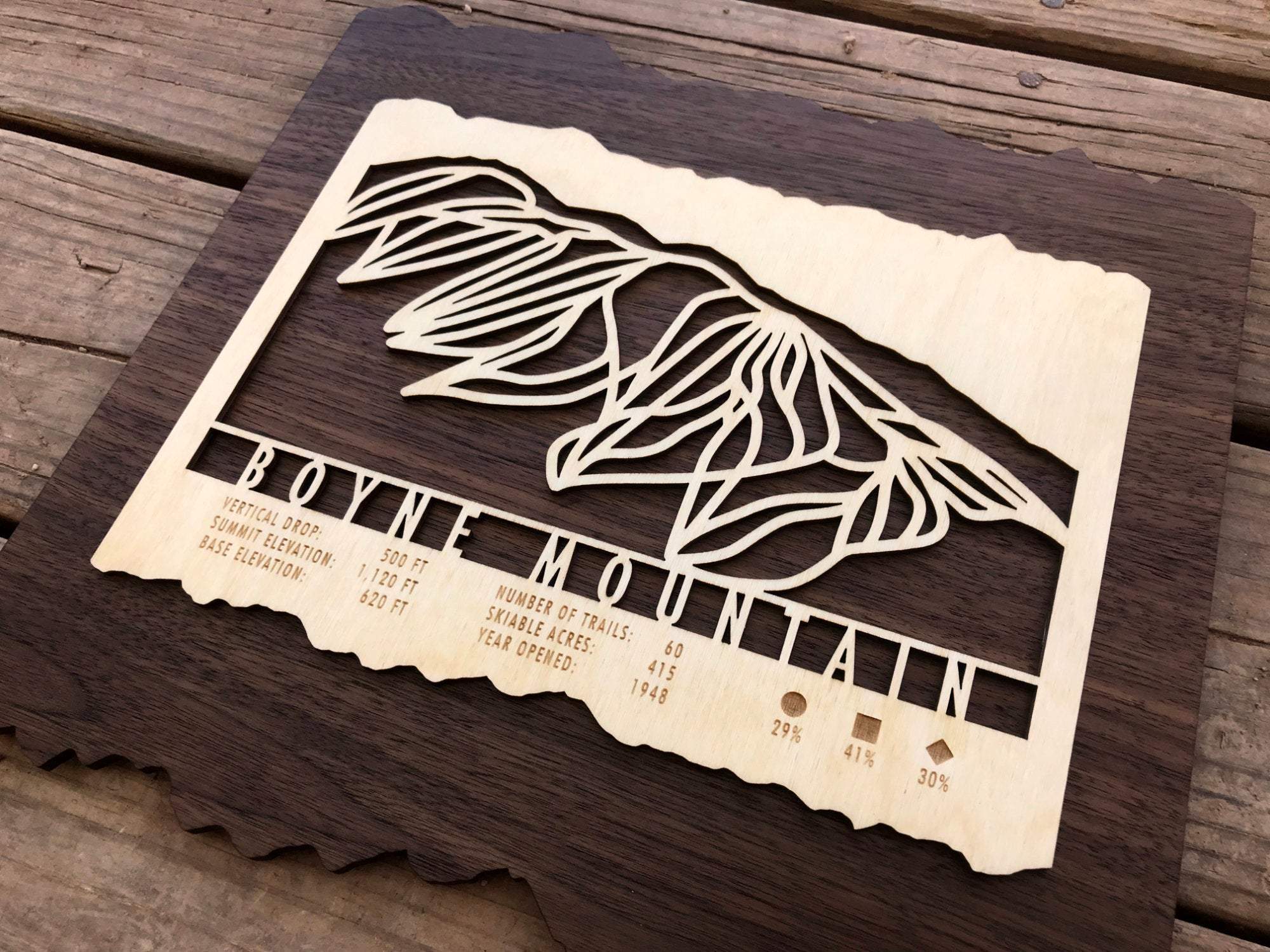 Boyne Ski Decor Trail Map Art - MountainCut