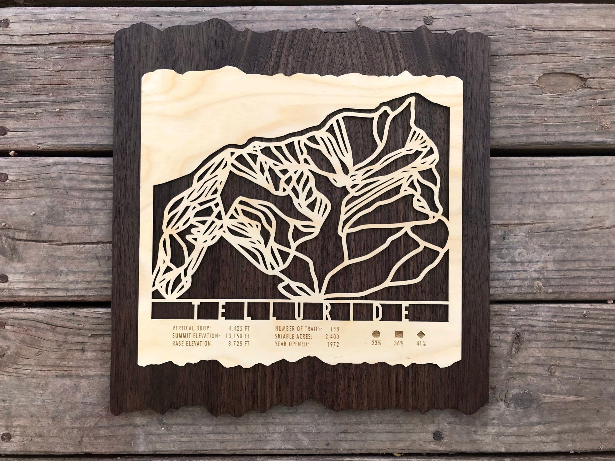 Telluride Ski Decor Trail Map Art - MountainCut