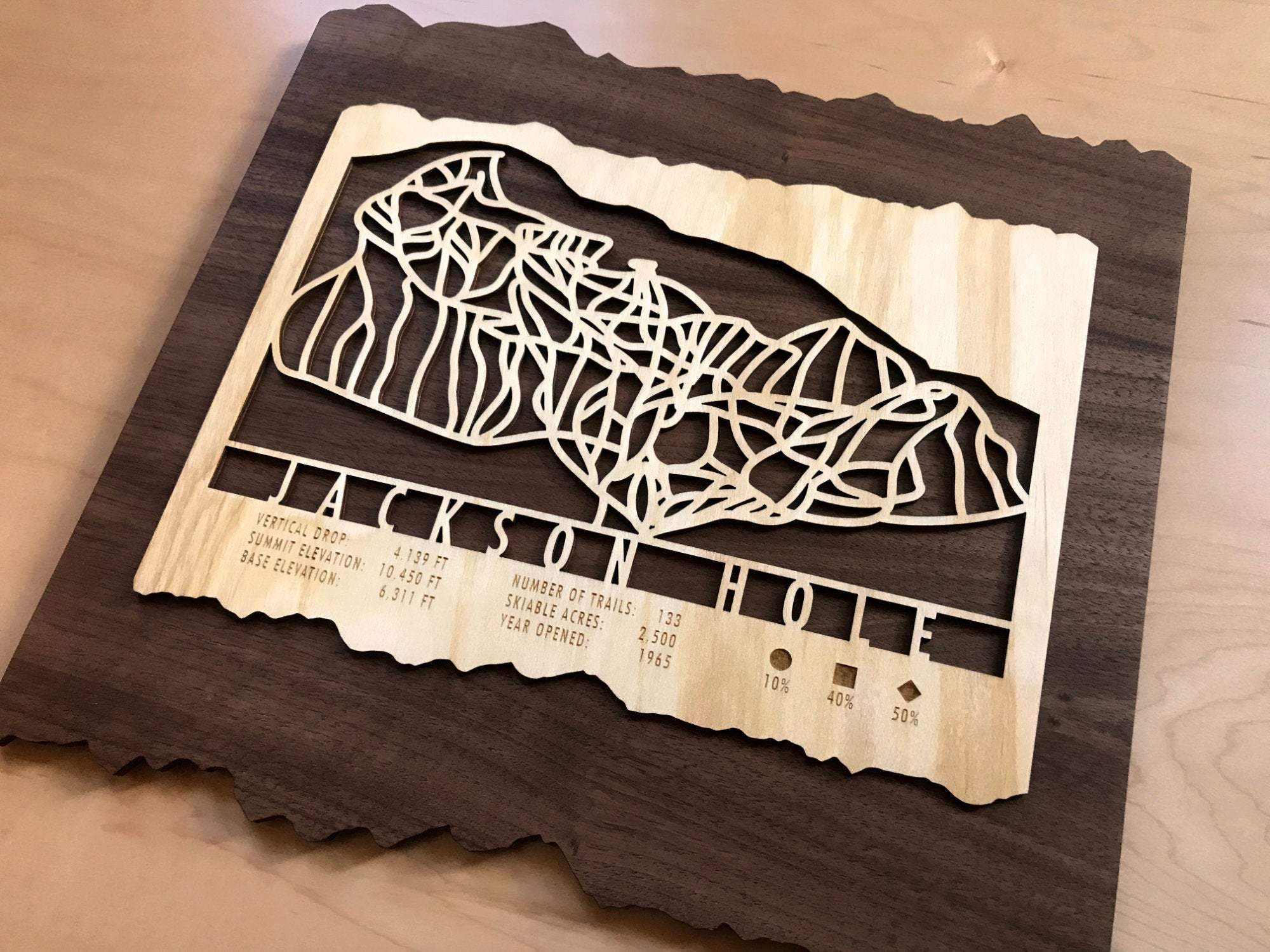 Jackson Hole Ski Decor Trail Map Art - MountainCut