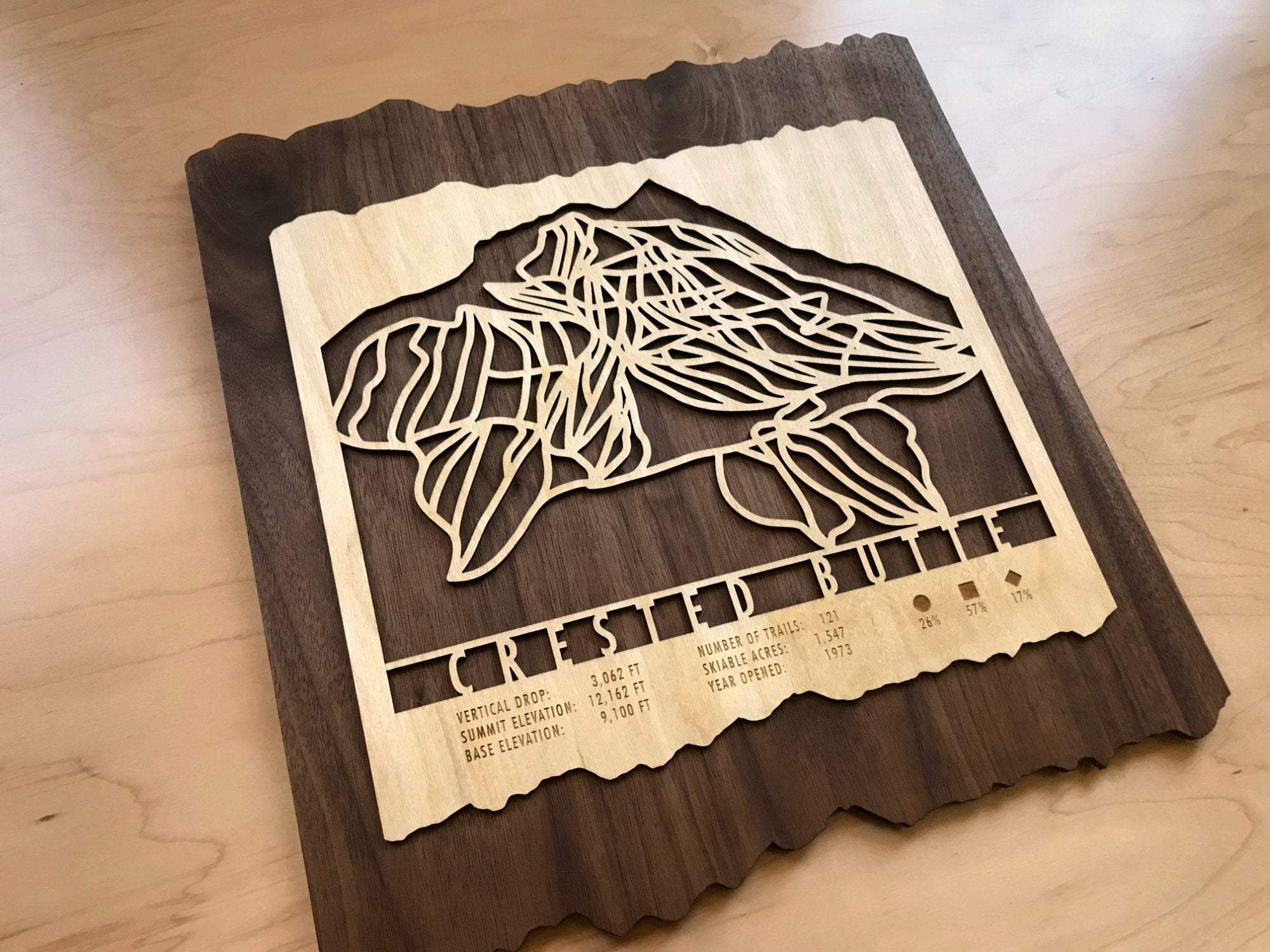 Crested Butte Ski Decor Trail Map Art - MountainCut