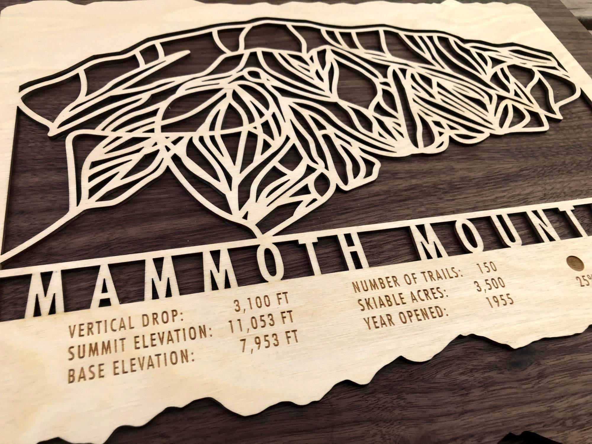 Mammoth Mountain Ski Decor Trail Map Art - MountainCut